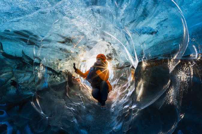 Get up close to the smooth, scalloped textures and deep blue hues found only inside the glacier